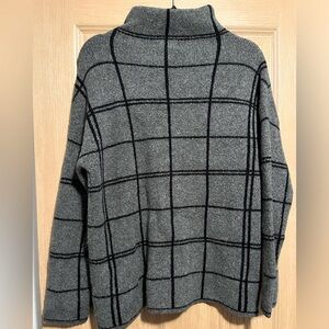 Christian Siriano Grey & Black Check Wool Blend
Mock Neck Sweater